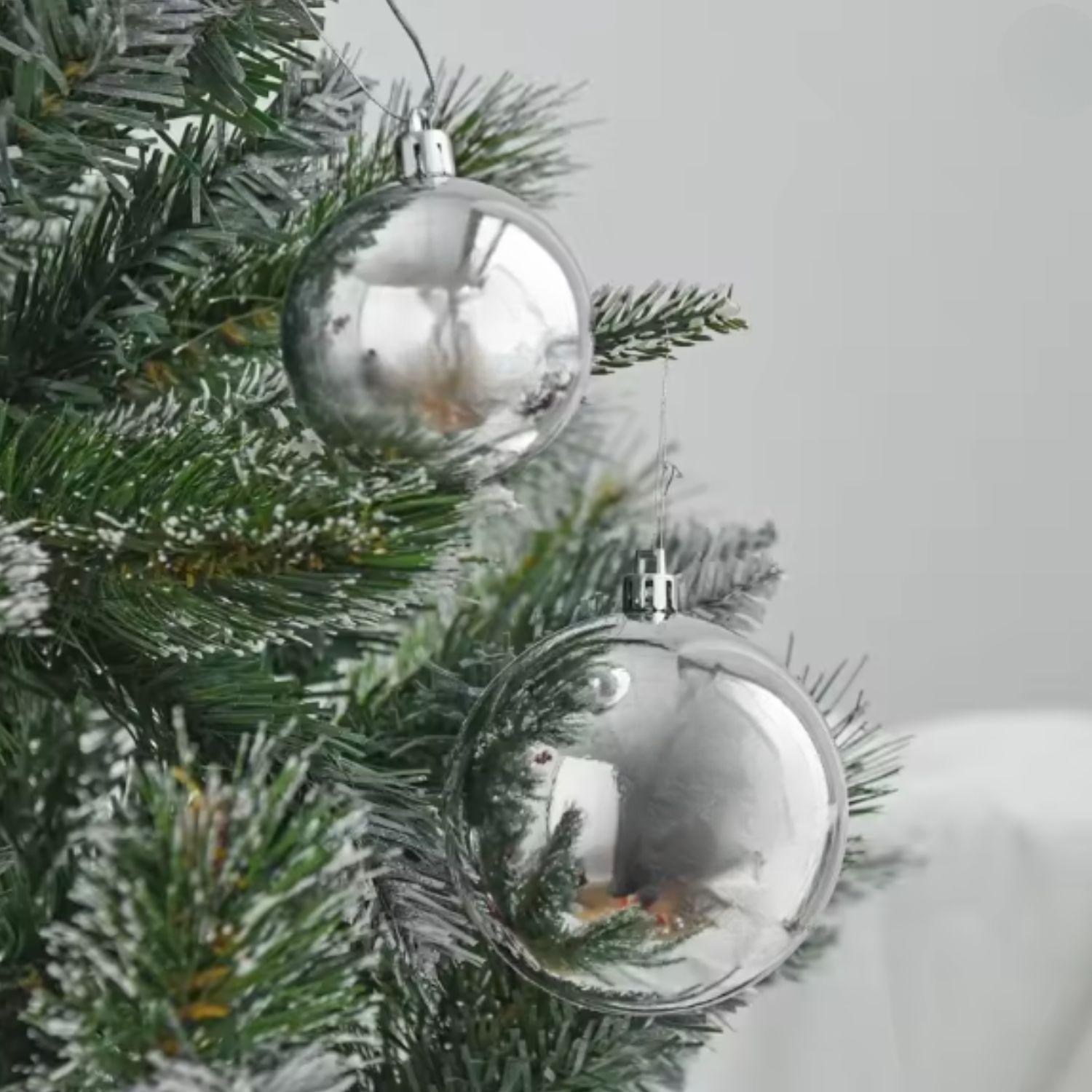 6 Esferas Navideñas Bambalina 4cm Adorno Plateado Decoracion-2