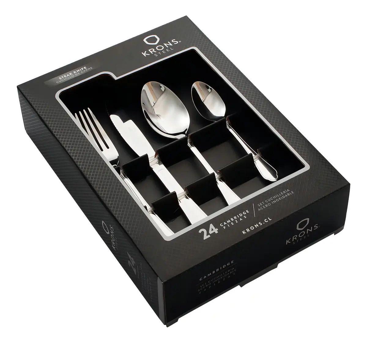 Set Cubiertos 24 Piezas Krons Cambridge Acero Inoxidable-0