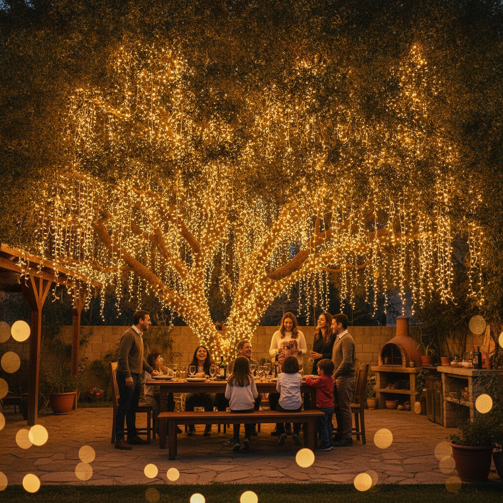 Cascada Luces Led Solar 56 Luces 3m Luz Cálida Árbol Rama-5