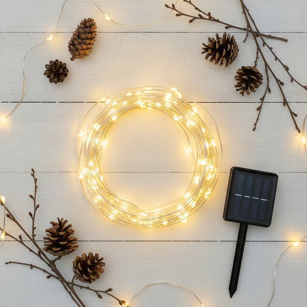 Cascada Luces Led Solar 56 Luces 3m Luz Cálida Árbol Rama-6