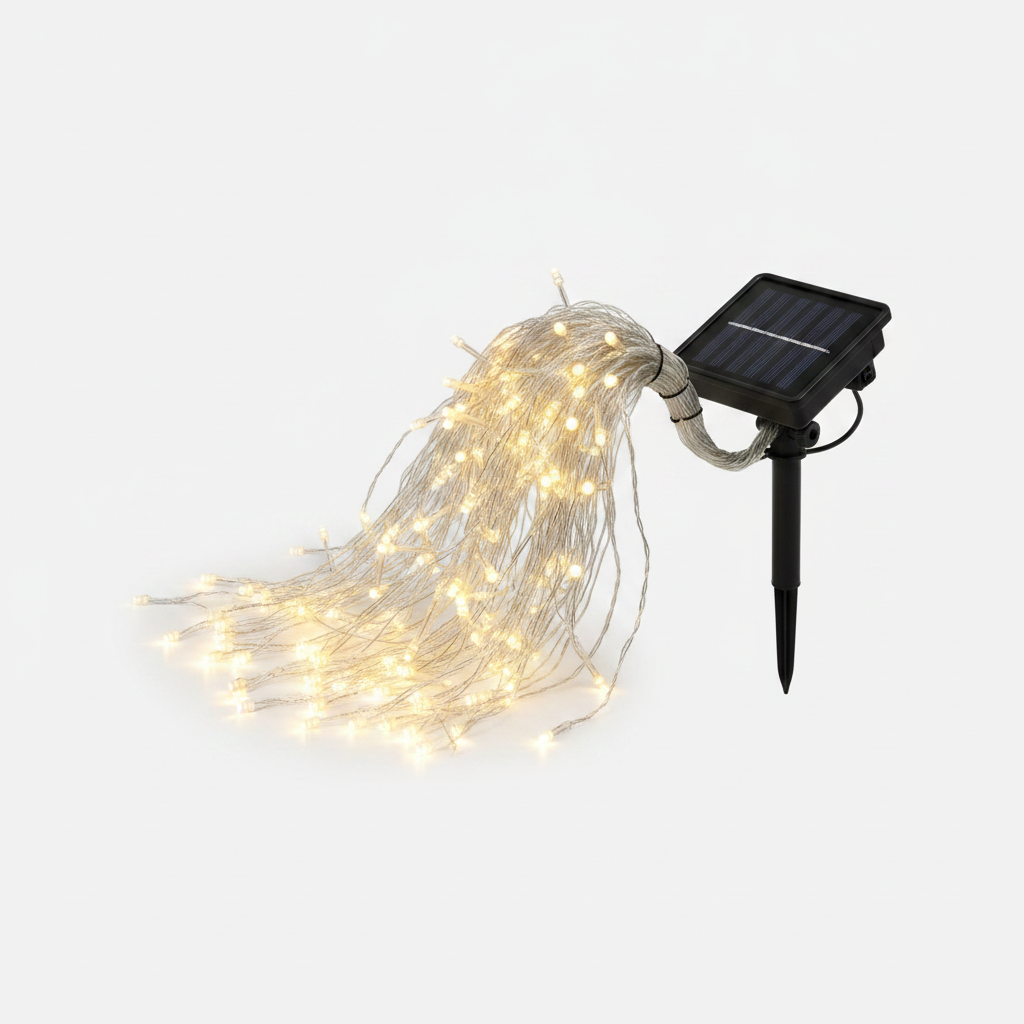 Cascada Luces Led Solar 56 Luces 3m Luz Cálida Árbol Rama-8
