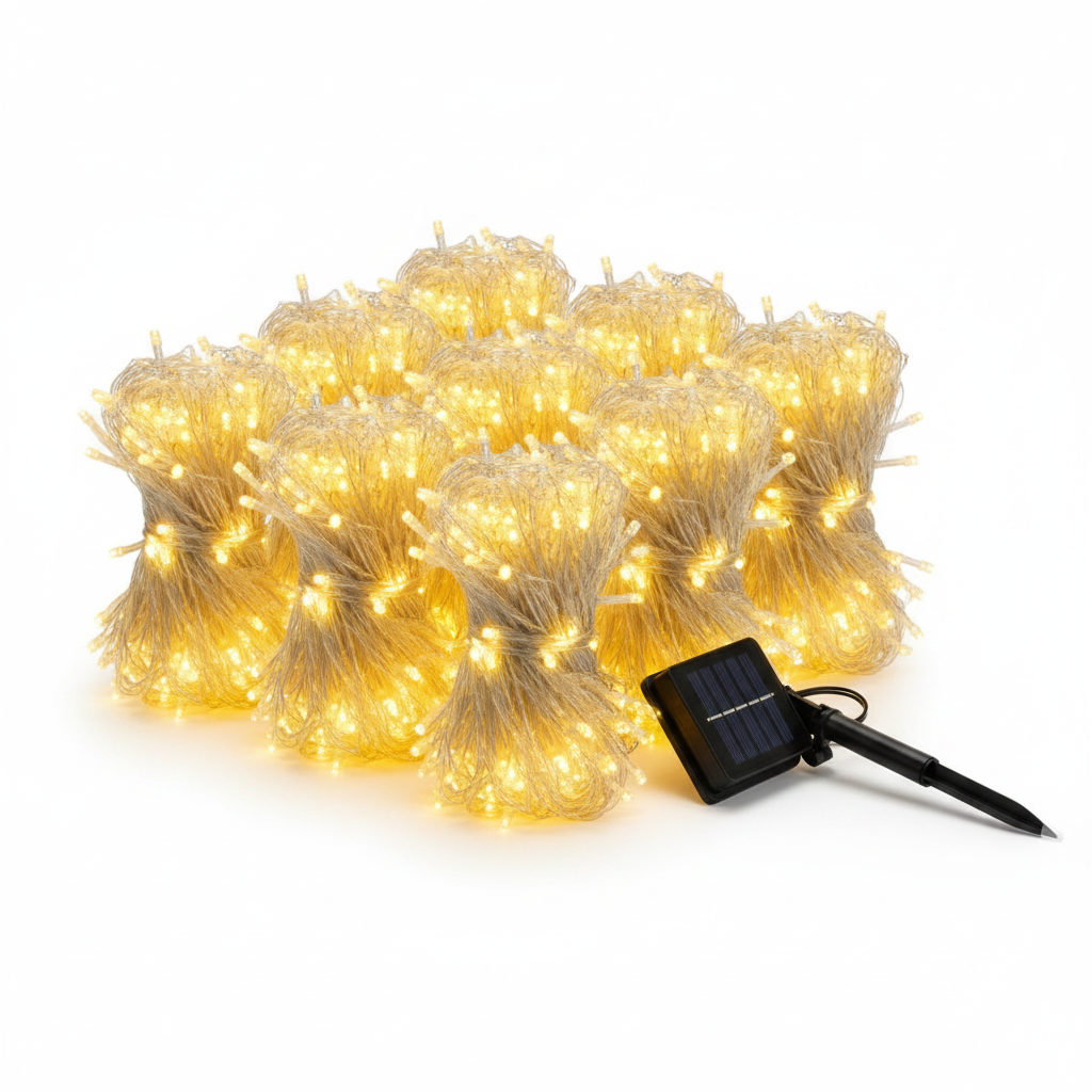 Cascada Luces Led Solar 56 Luces 3m Luz Cálida Árbol Rama-9