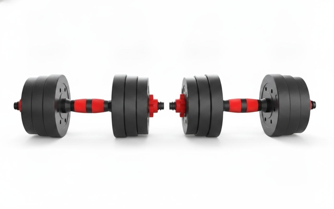Barra Mancuernas Ajustable 10kg Set Pesas Discos Armable-4