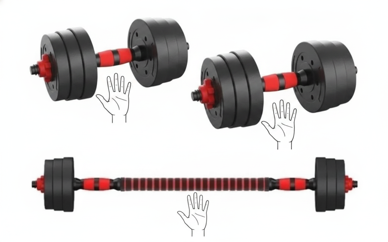 Barra Mancuernas Ajustable 10kg Set Pesas Discos Armable-9