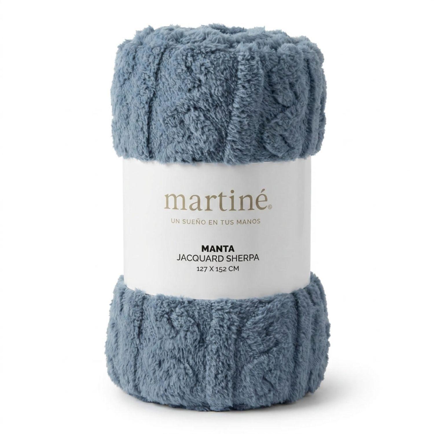 Manta Jacquard Polar Sherpa Martine Azul Grisaceo 127x152cm-0