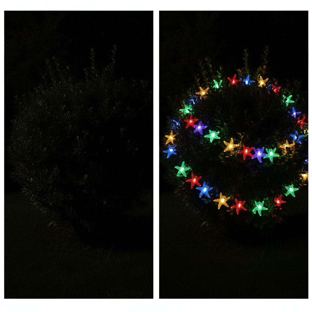 Guirnalda Solar 20 Luces Estrellas Led 6m Multicolor Jardín-1