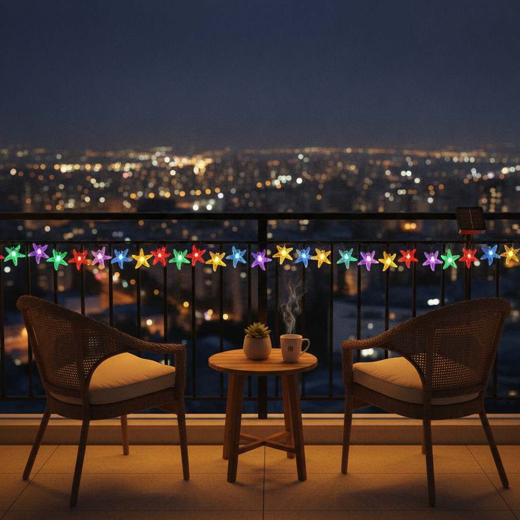 Guirnalda Solar 20 Luces Estrellas Led 6m Multicolor Jardín-2