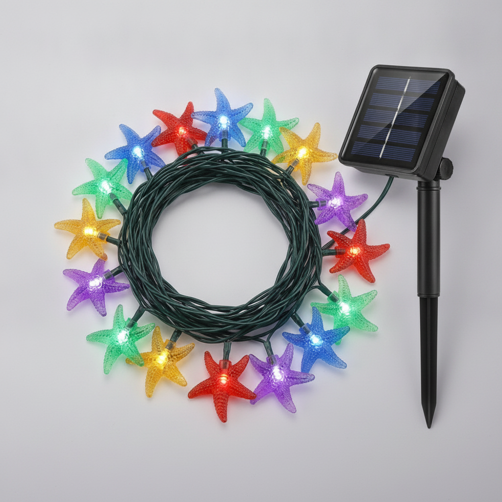 Guirnalda Solar 20 Luces Estrellas Led 6m Multicolor Jardín-6