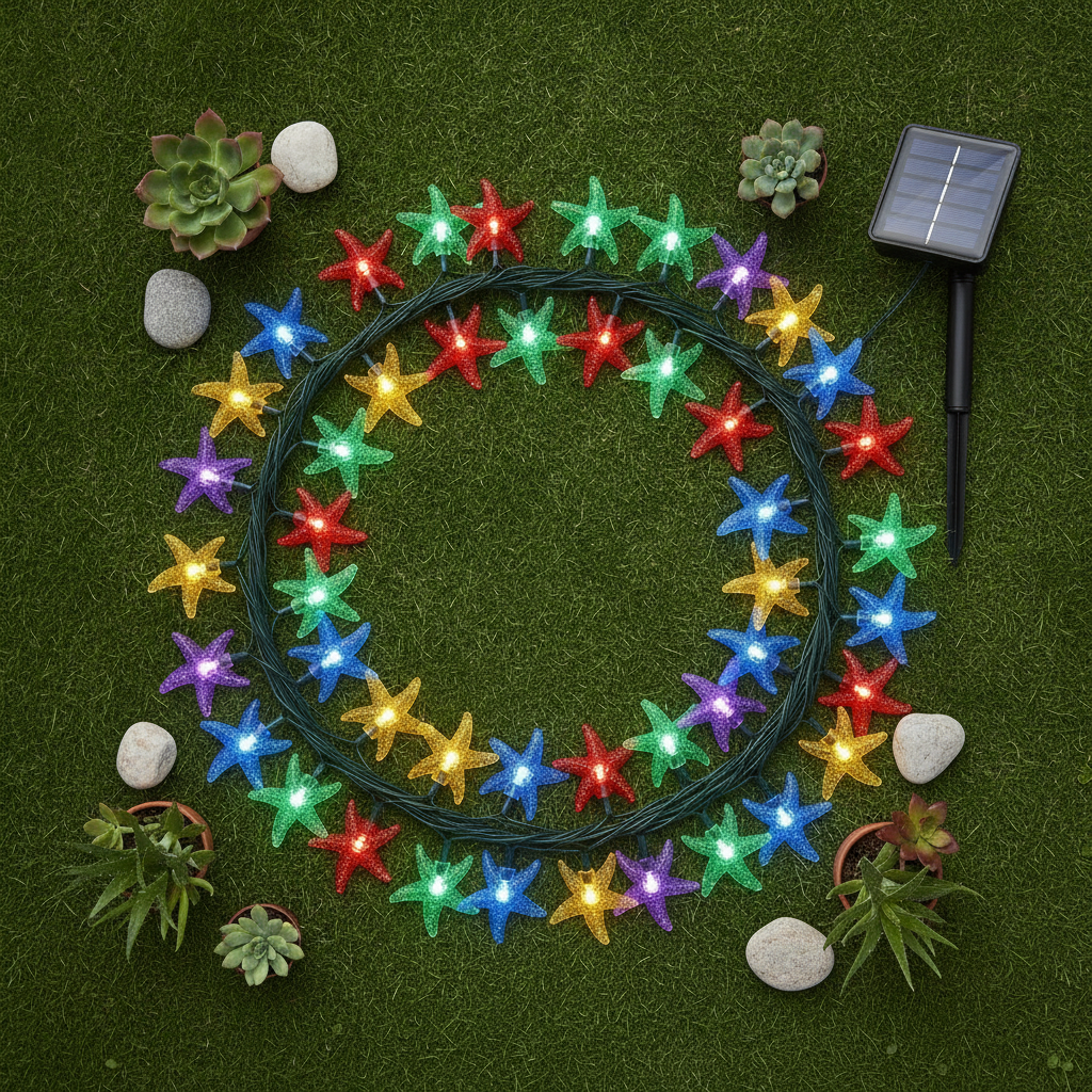 Guirnalda Solar 20 Luces Estrellas Led 6m Multicolor Jardín-8