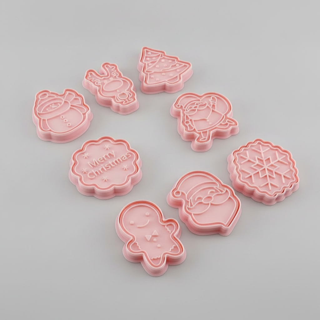 Set 8 Cortadores Galletas Navidad Moldes Sello Repostería-7