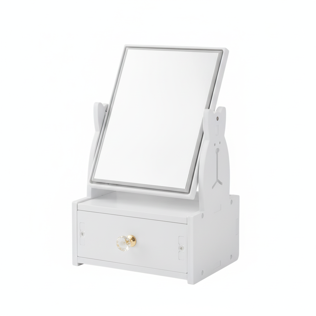 Cosmetiquero Organizador Espejo Con Cajon Maquillaje Blanco-0