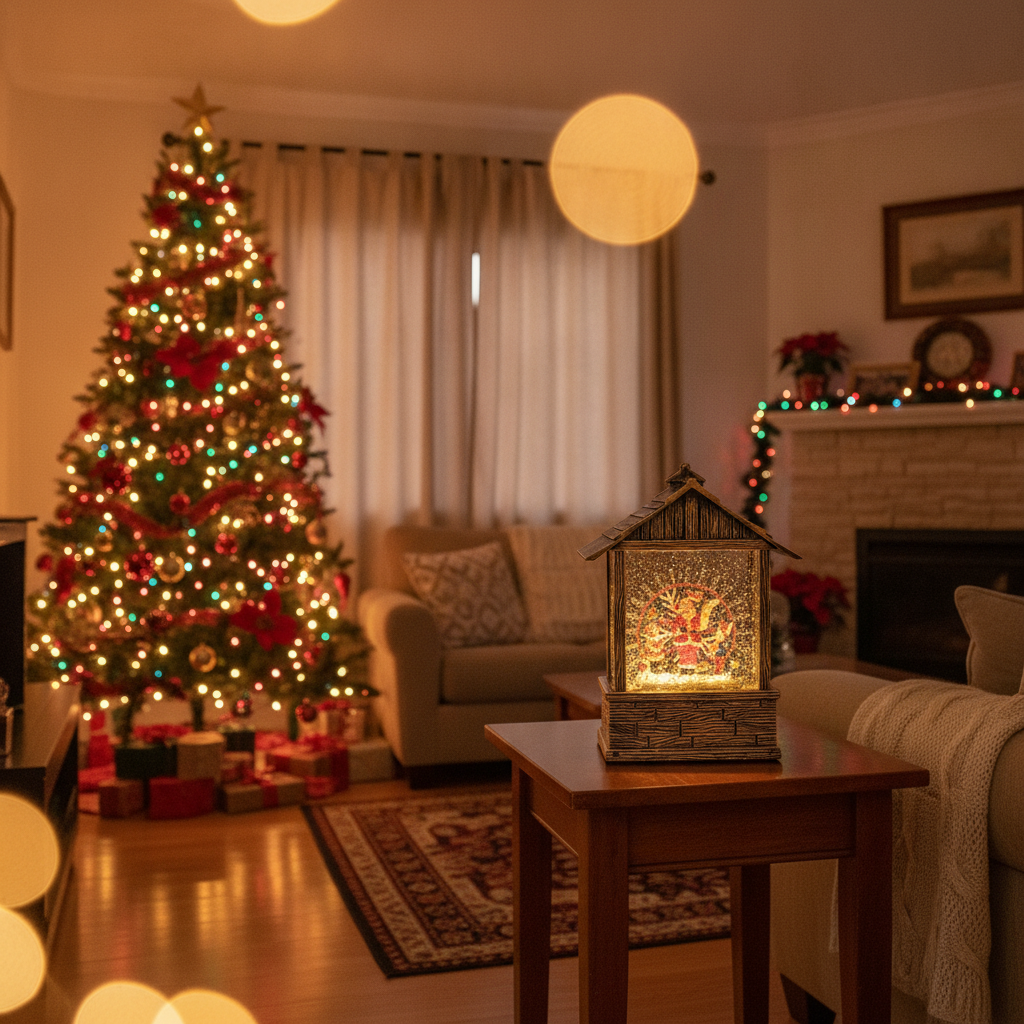 Casita Navideña Musical Viejito Pascuero Luz Led Usb Navidad-3