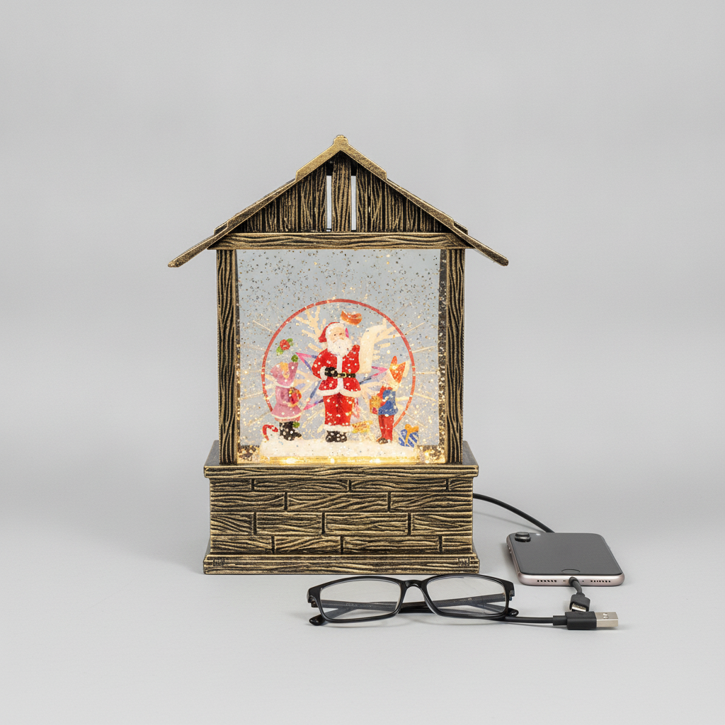 Casita Navideña Musical Viejito Pascuero Luz Led Usb Navidad-8