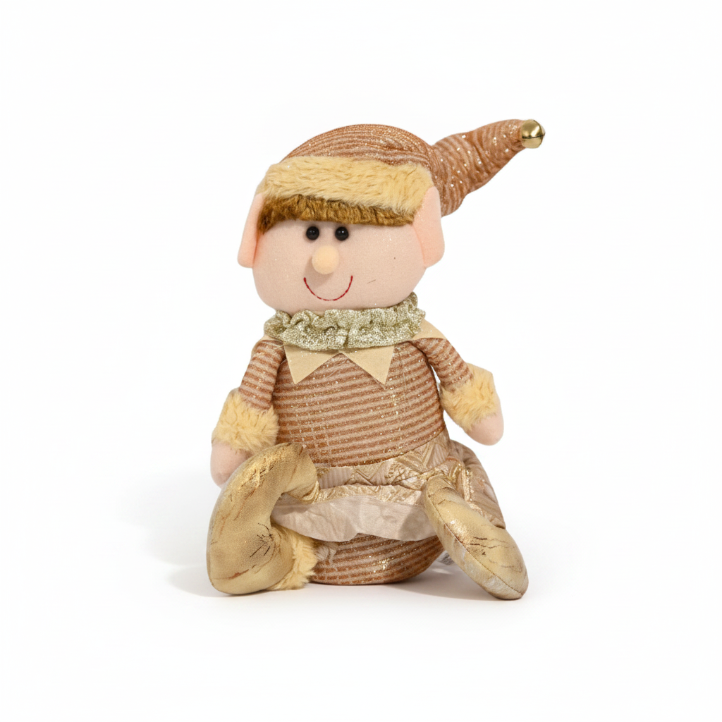 Duende Navideño Peluche Dorado 25cm Decoración Navidad-0