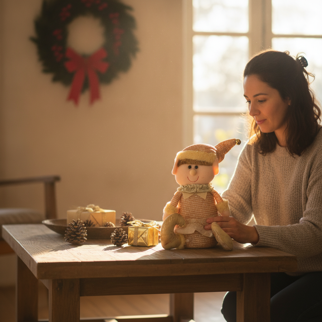 Duende Navideño Peluche Dorado 25cm Decoración Navidad-2