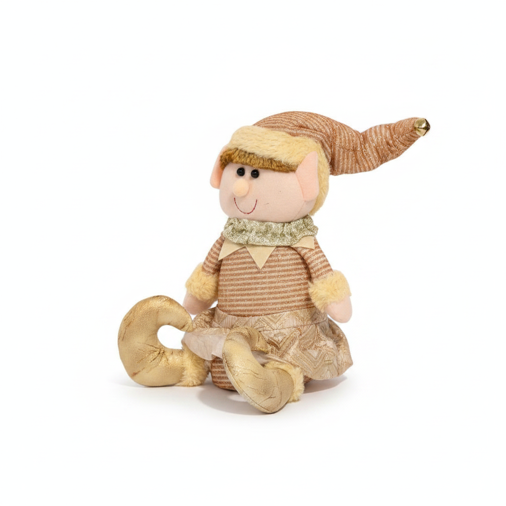 Duende Navideño Peluche Dorado 25cm Decoración Navidad-8