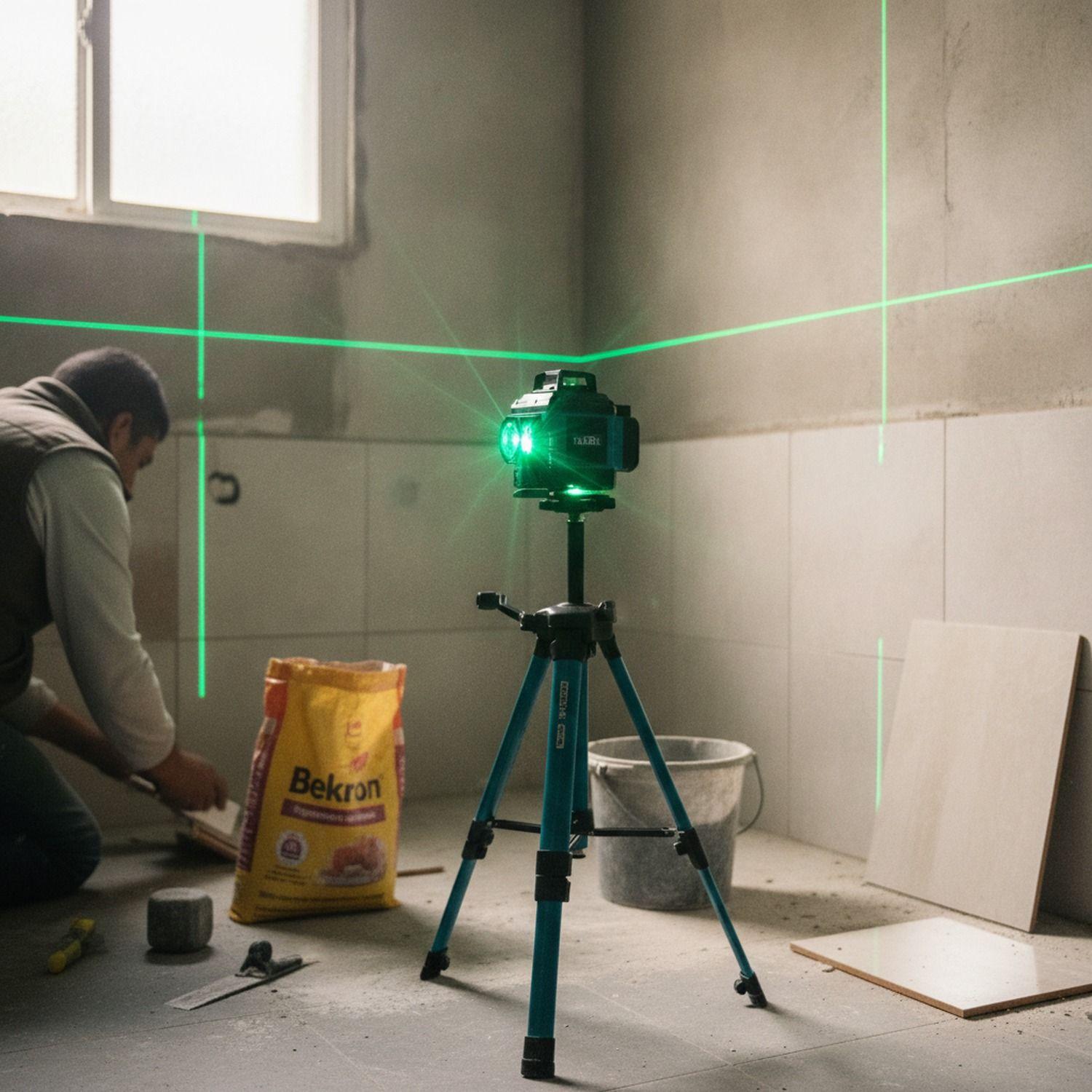 Nivel Láser Profesional 16 Líneas 4D Verde Trípode Maleta-4