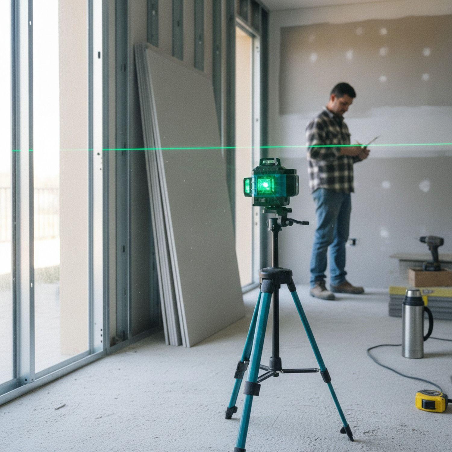 Nivel Láser Profesional 16 Líneas 4D Verde Trípode Maleta-5