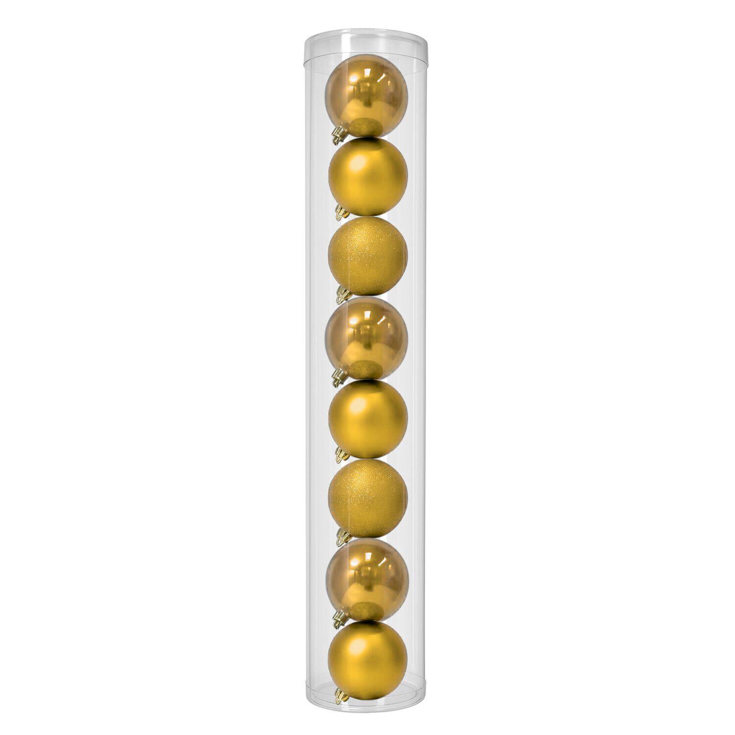 8 Esferas Navideñas Bambalinas 8 Cm Dorado Bolas Decoracion-0