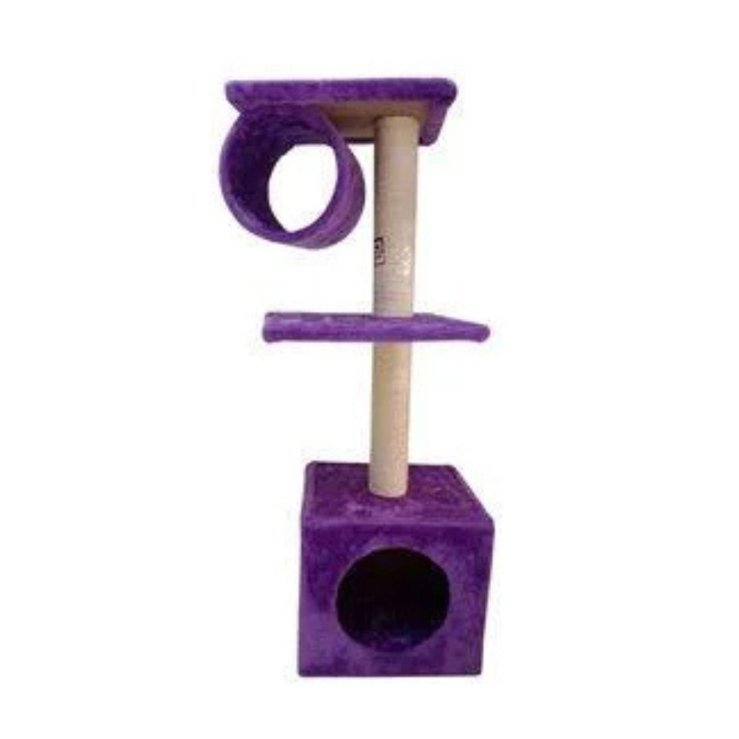 Rascador Repisa Para Gatos Torre De 2 Pisos Gatos 90cm Morado-2