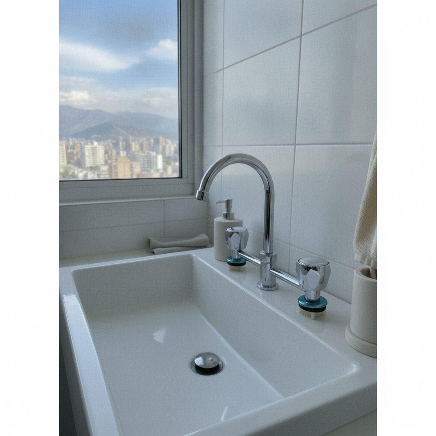 Grifo Alto Agua Caliente Fría Acero Inoxidable Plata-2