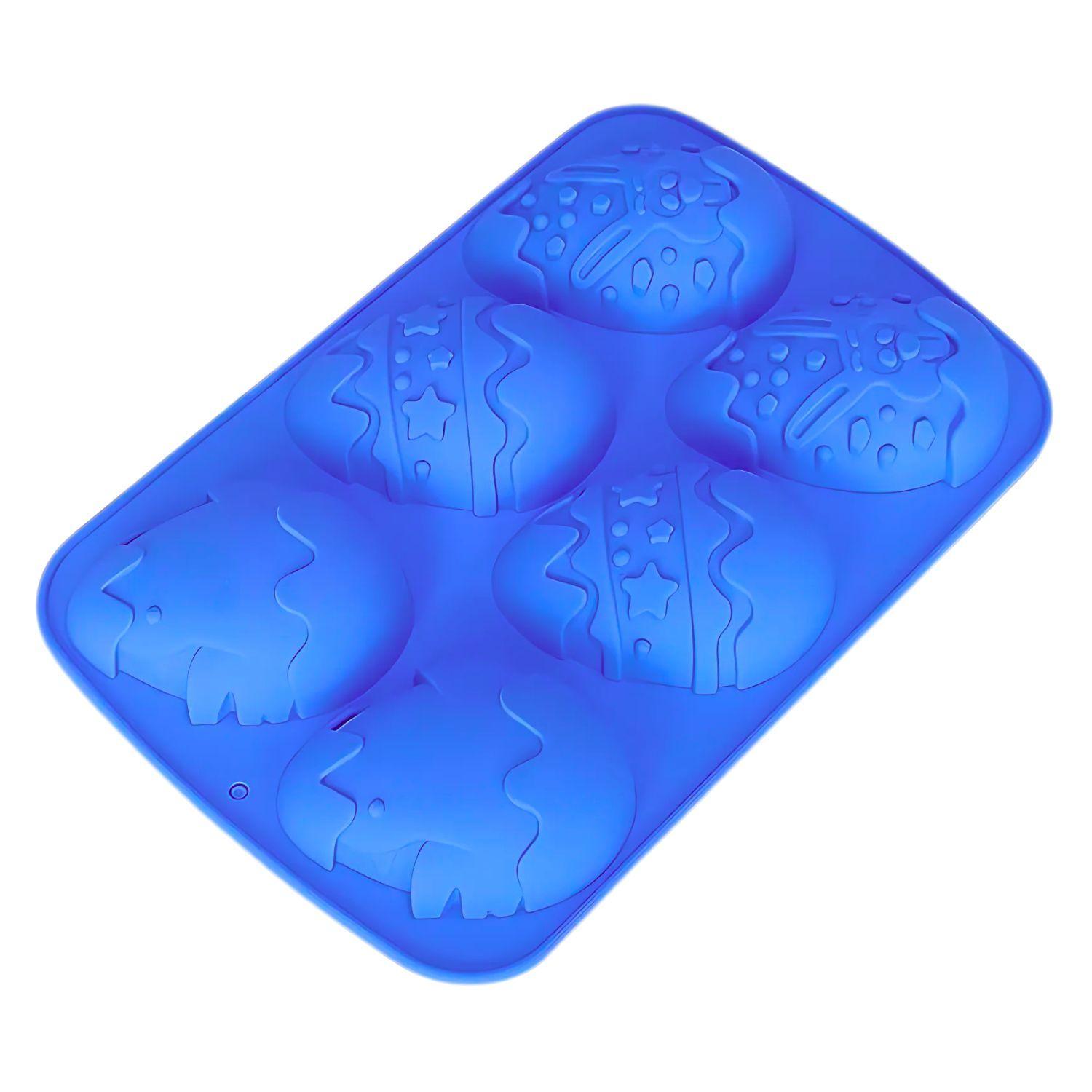 Molde Silicona Bandeja de 6 Huevos de Pascua Grande Azul-0