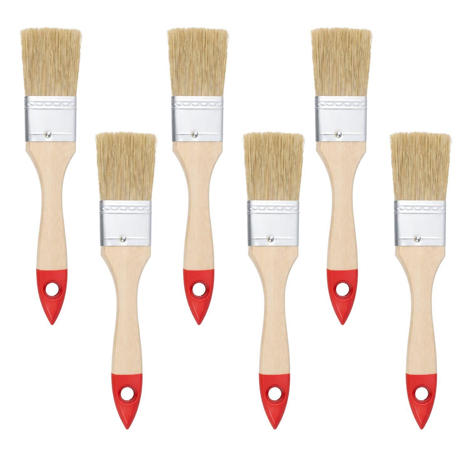 Set 6 Brochas Mango Madera 1.5 Pulgadas Para Pintura Pintar-0