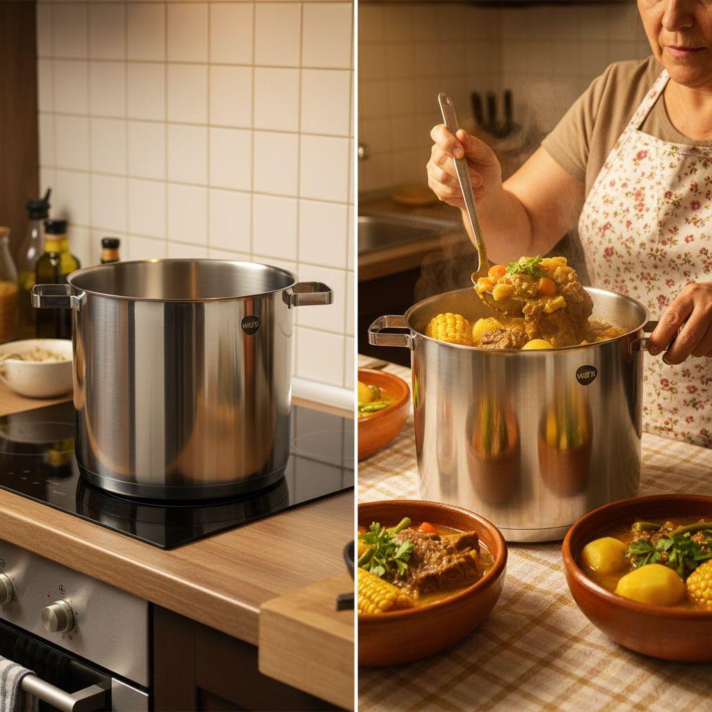 Olla Acero Inoxidable Wens 24cm Tapa 9.3L Inducción-1