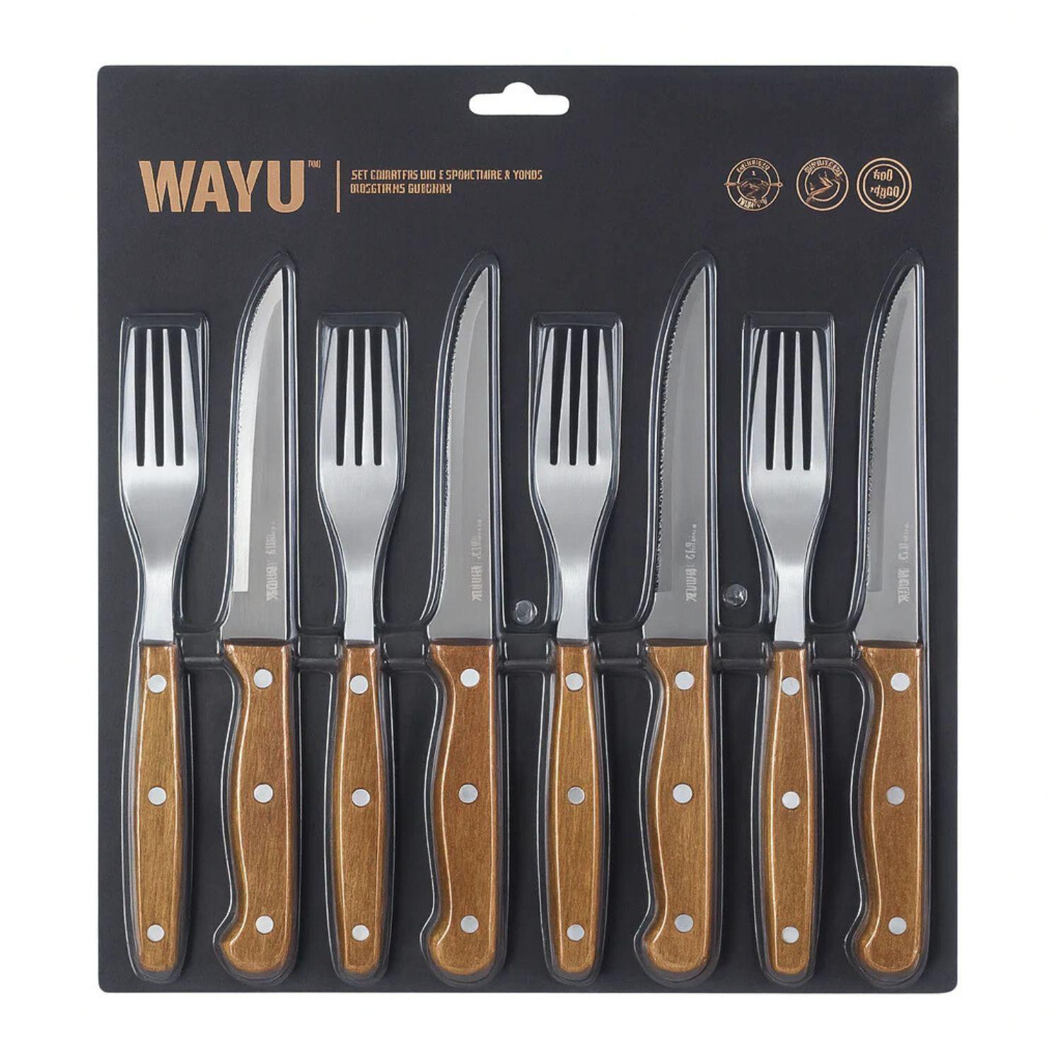 Set Cuchillos Tenedores Wayu Prm 8 Piezas Acero Inoxidable-1