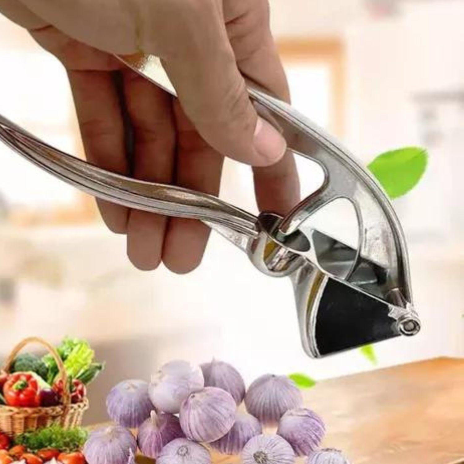 Prensa De Ajos 18cm Plata Herramienta De Cocina Eficiente-1