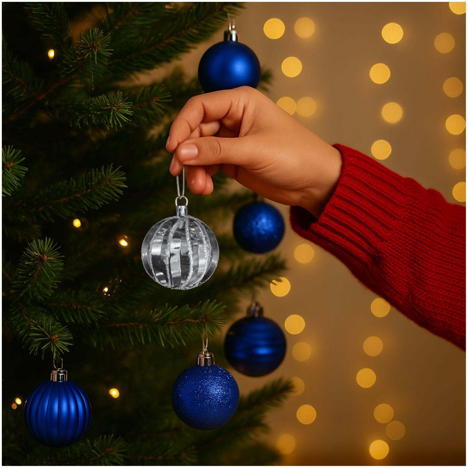 12 Bambalinas Esferas Navideñas Plateado Decoracion Navidad-1
