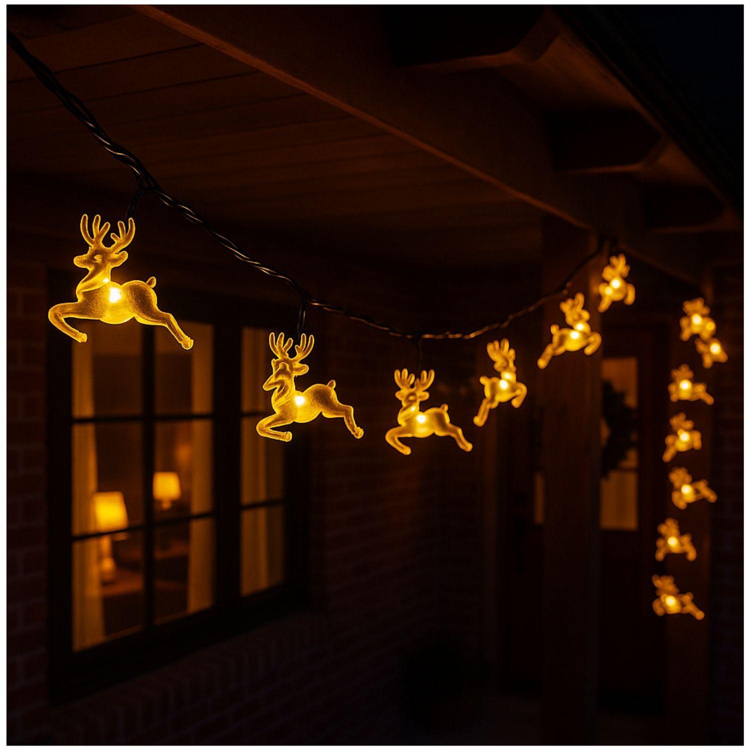Set 3 Luces Navidad Led Reno Solar 4M Calida Decoracion-2
