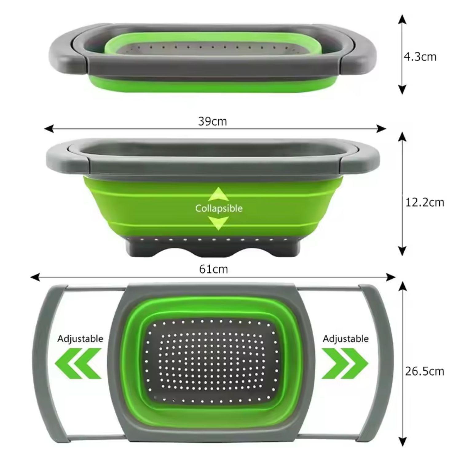 Colador Extensible Plegable Verde 39cm De Cocina Ideal-2