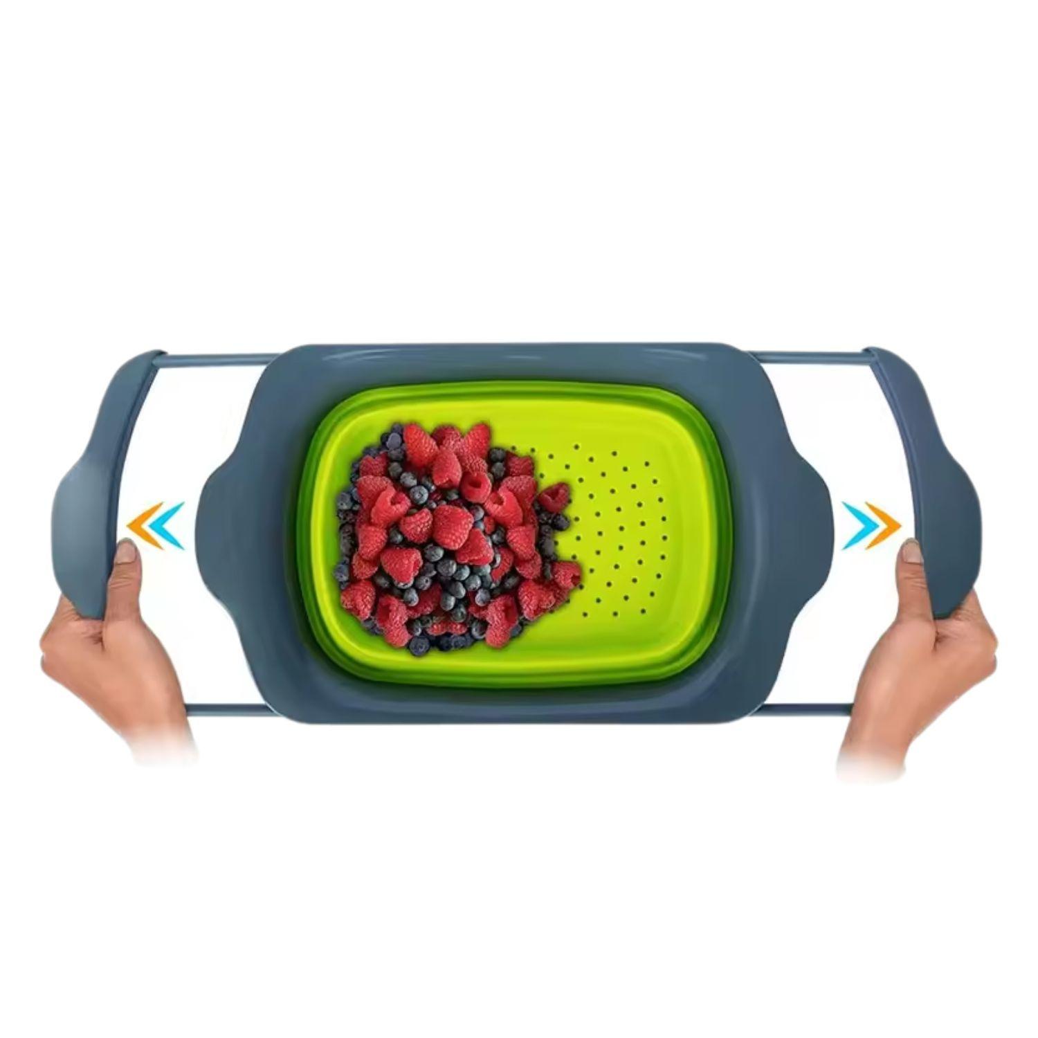 Colador Extensible Plegable Verde 39cm De Cocina Ideal-5