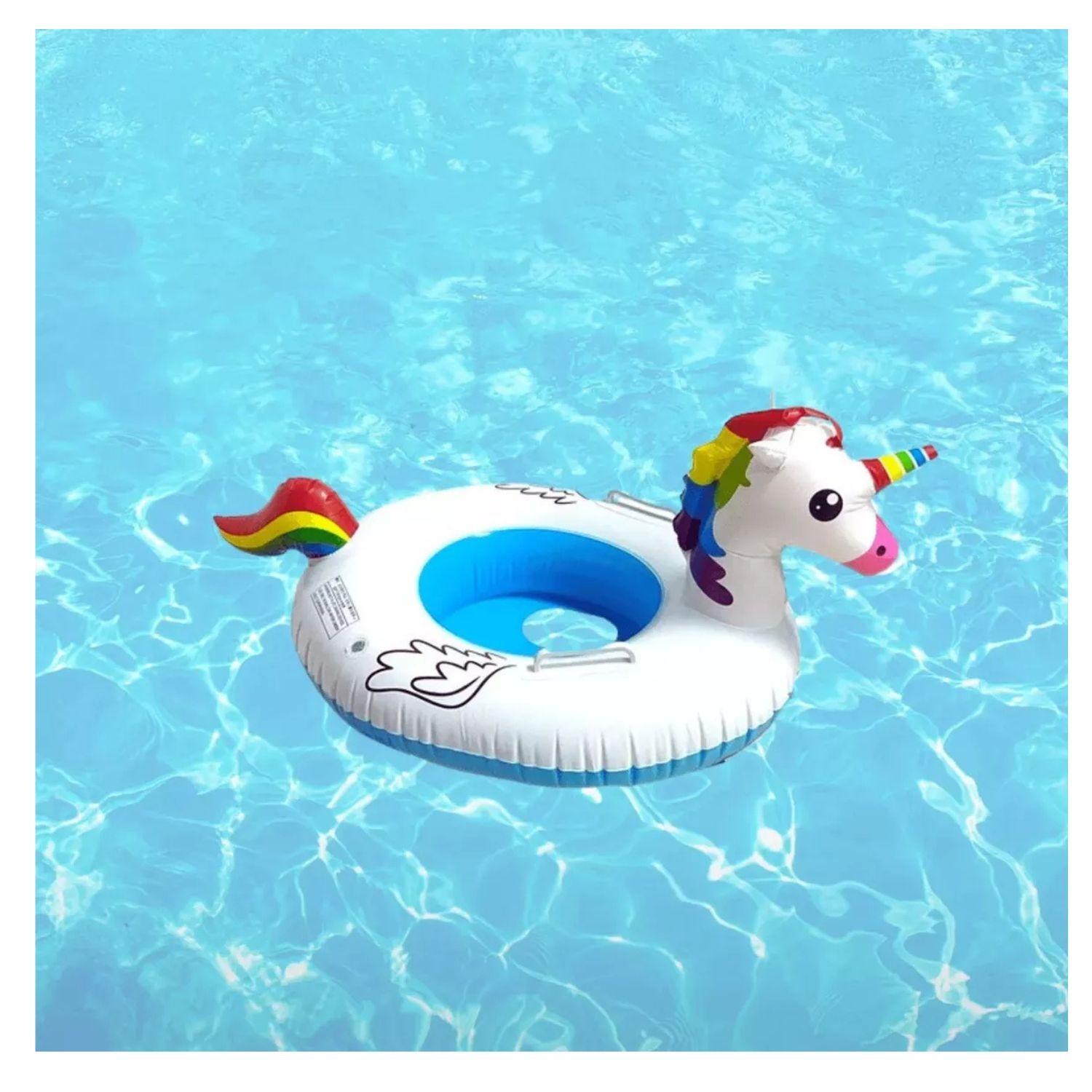 Flotador Salvavidas Unicornio Azul Con Agarre 70X55cm-2