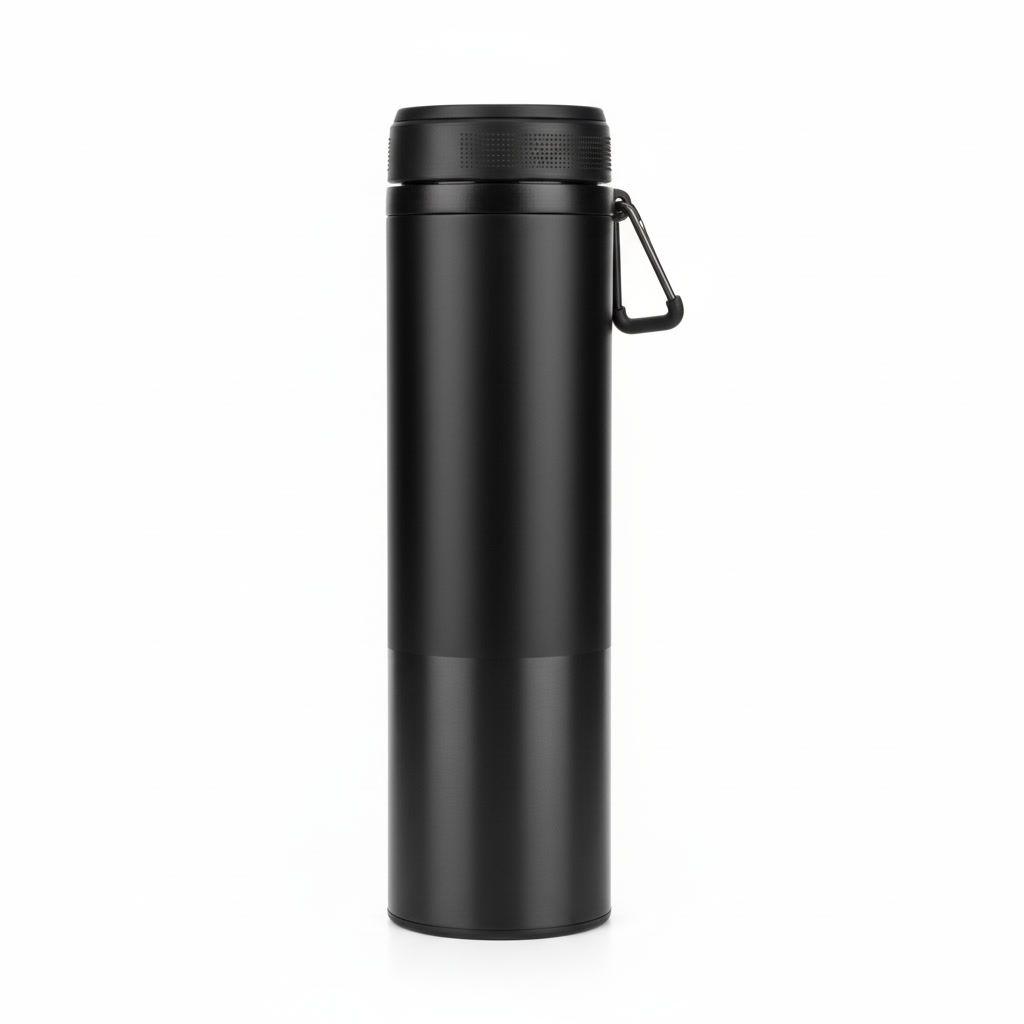 Botella 500mL Insulada Acero Inoxidable Negra-0