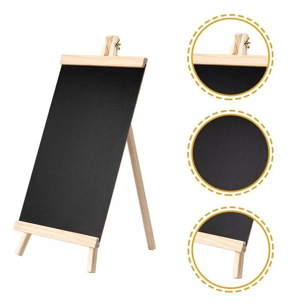 Pizarra Negra De Tiza Con Atril De Madera Tipo Caballete 25x48-2