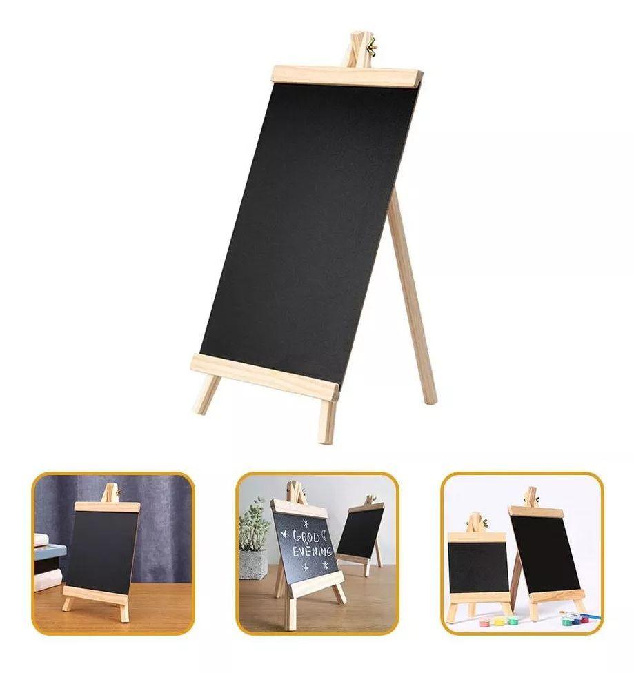 Pizarra Negra De Tiza Con Atril De Madera Tipo Caballete 25x48-7