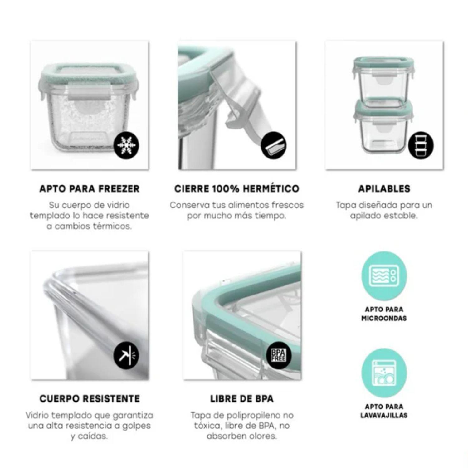 Set 10 Contenedores Hermeticos Allegra Recipiente De Vidrio-3