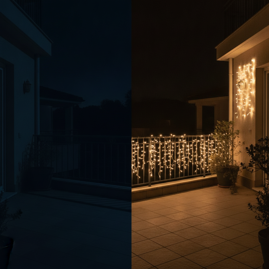 Cascada Luces Led Solar 120 Luces 6m Blanco Árbol Rama-6