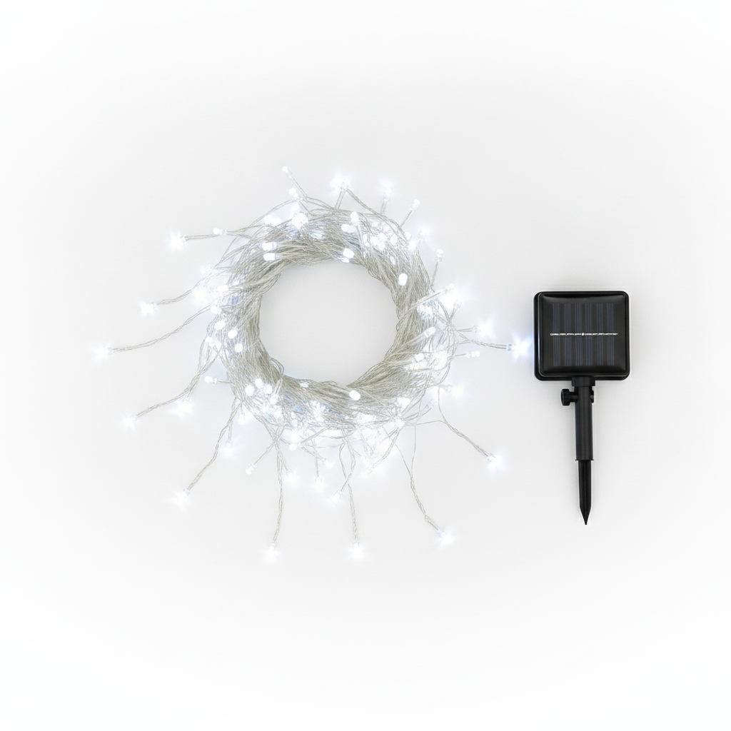 Cascada Luces Led Solar 120 Luces 6m Blanco Árbol Rama-7