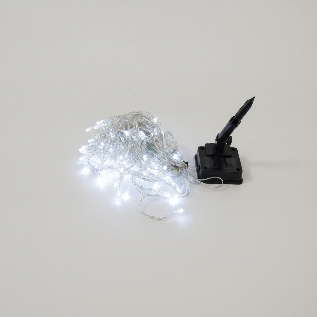 Cascada Luces Led Solar 120 Luces 6m Blanco Árbol Rama-8