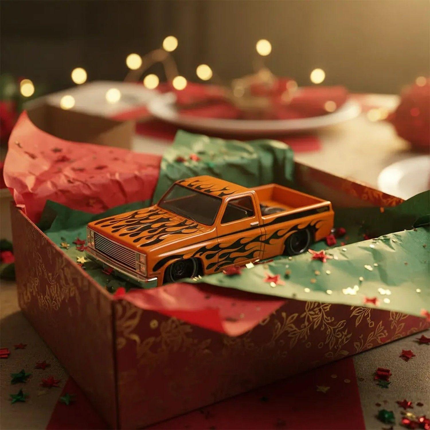 Hot Wheels XL 83 Chevy Silverado Naranja Llamas 1/43 2026-6