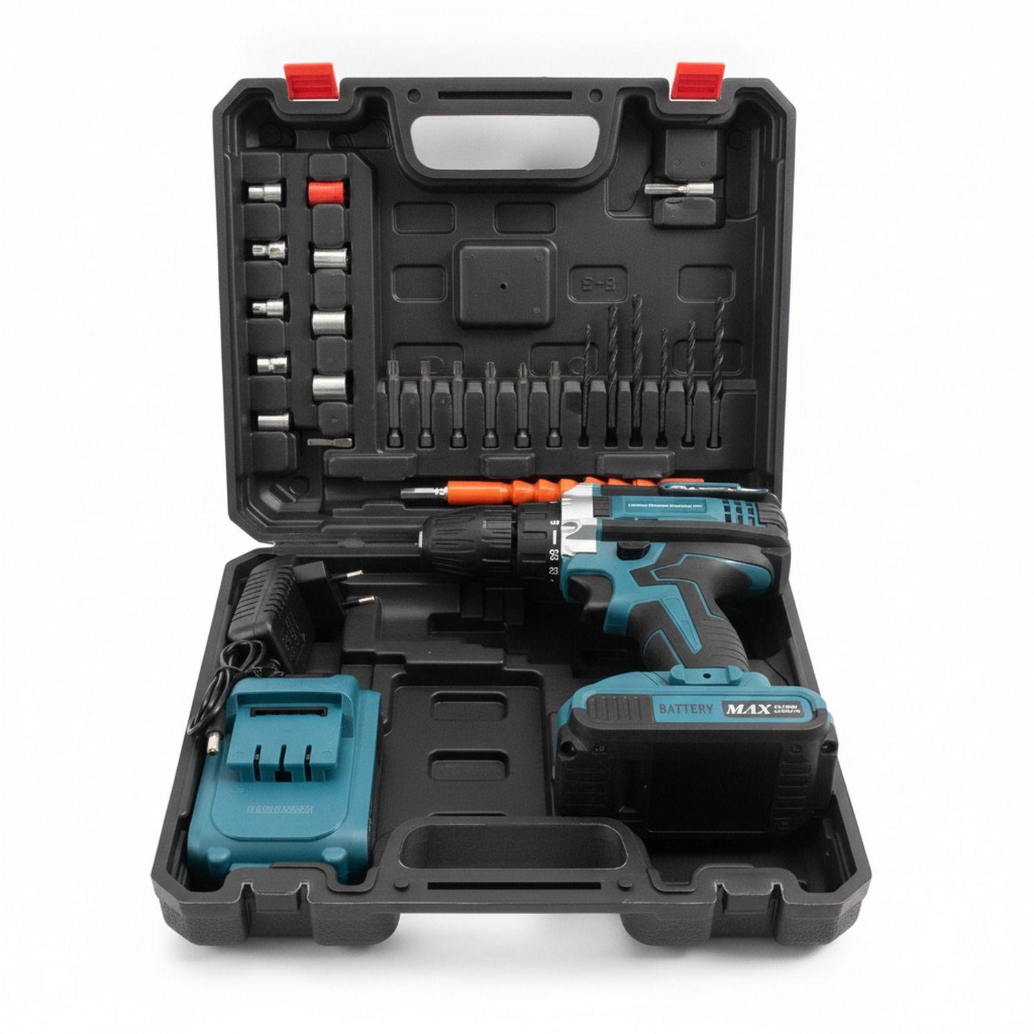 Taladro Inalámbrico Tasbel 10mm 2 Baterías Maleta 27Pzas-0
