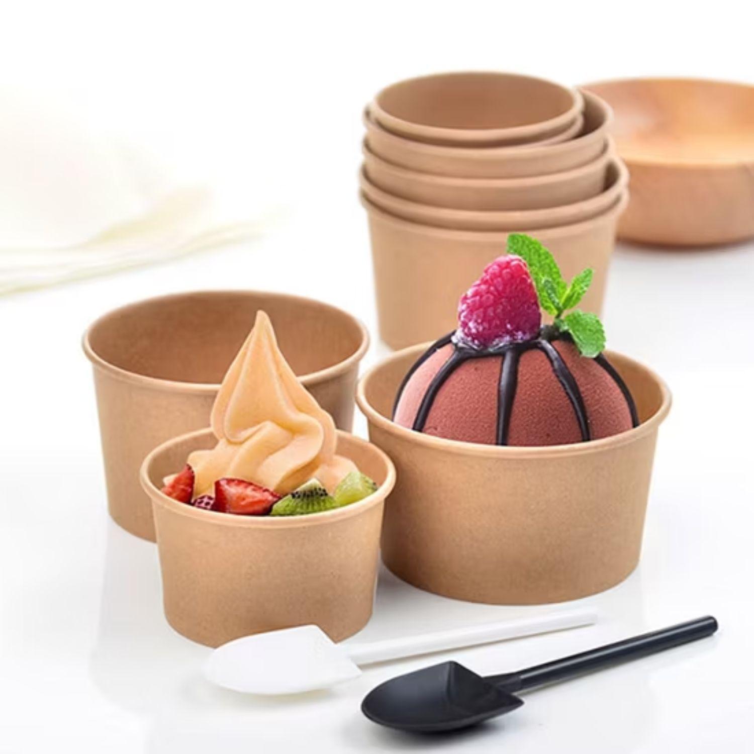 Set 100 Envases Sopa Doble Pared Kraft 177mL 6oz Desechable-3