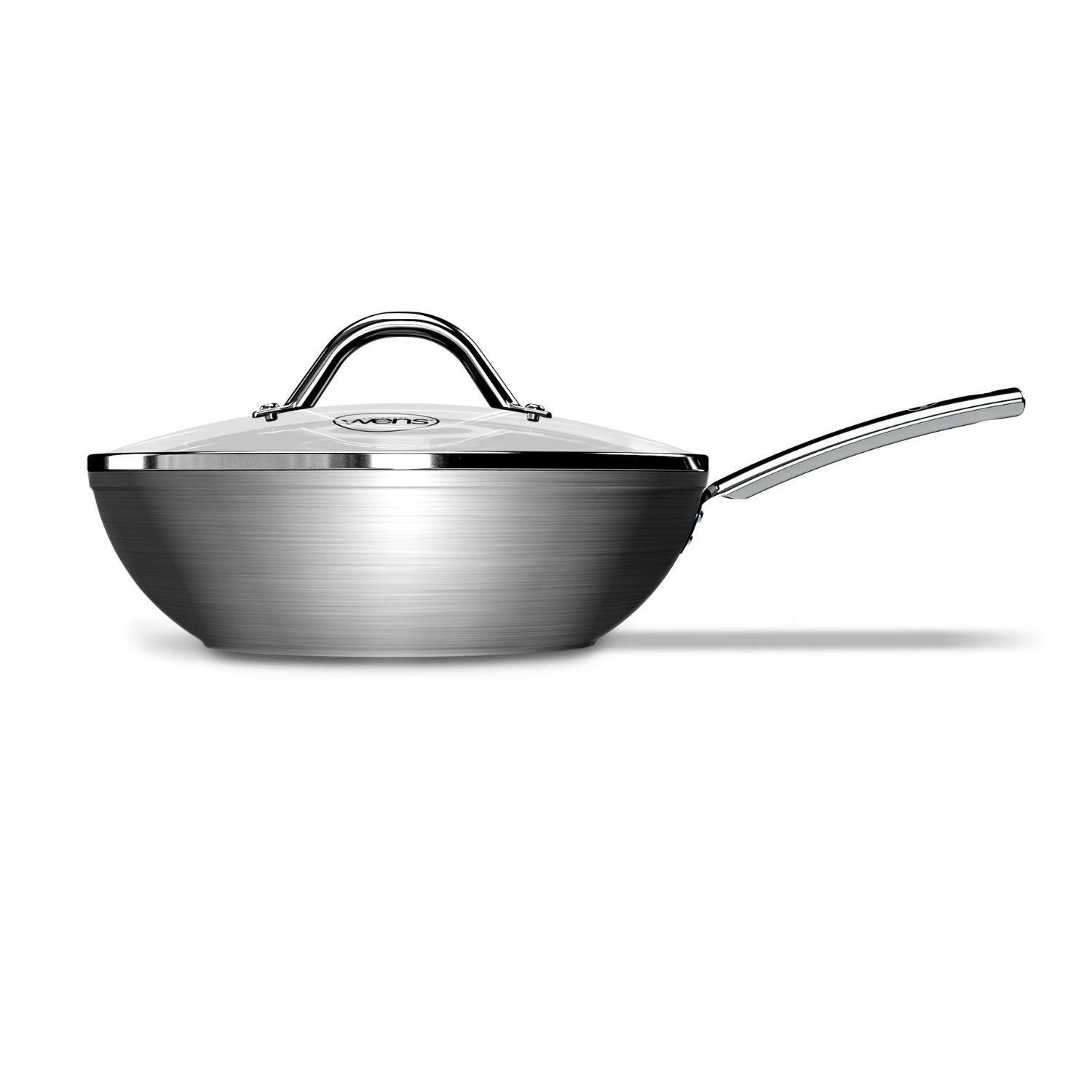 Wok Wens Hard Anodized 28cm Acero Inoxidable Tapa de Vidrio-2