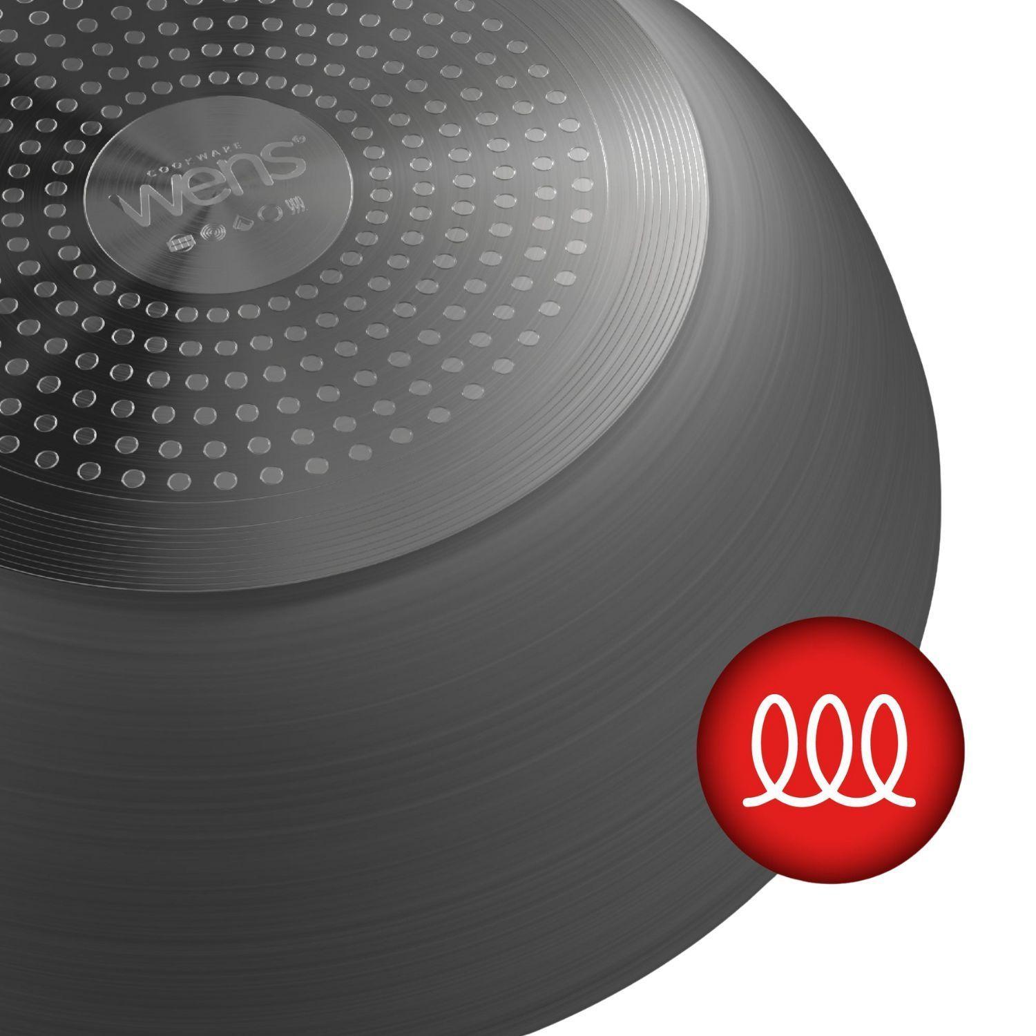 Wok Wens Hard Anodized 28cm Acero Inoxidable Tapa de Vidrio-5