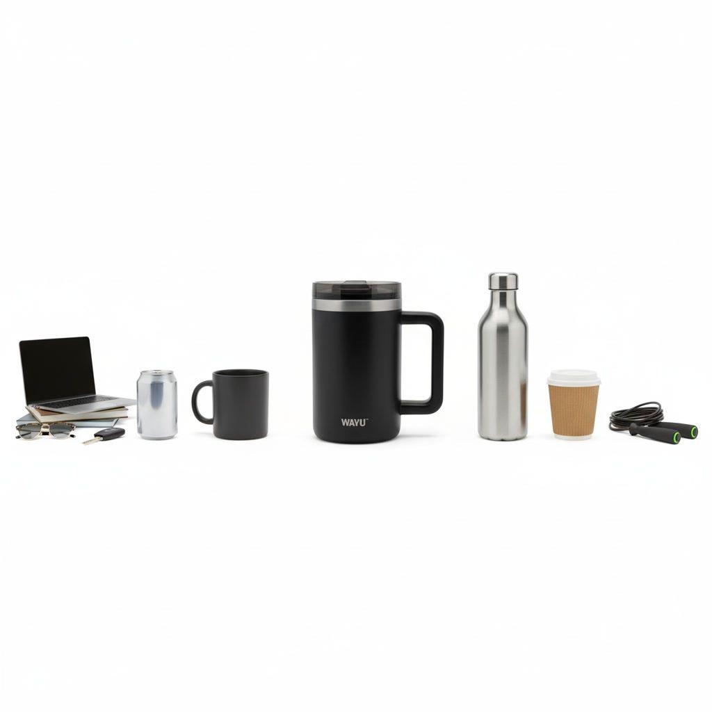 Mug Termico Wayu 650mL Acero Inoxidable Negro-4