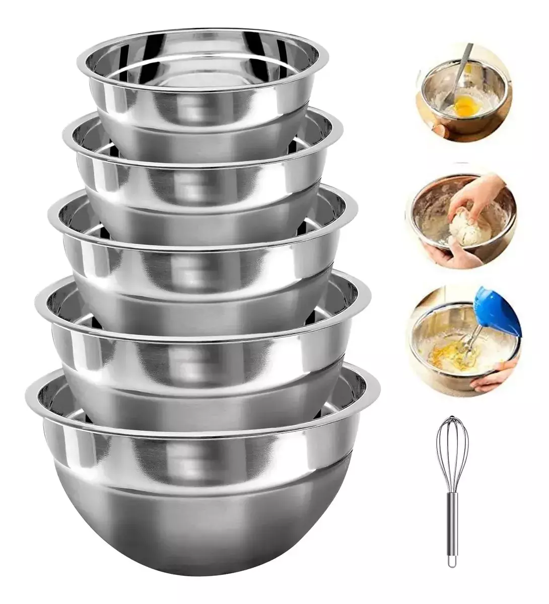 Set 5 Bowl Acero Inoxidable Reposteria Cocina Mezcladores-0
