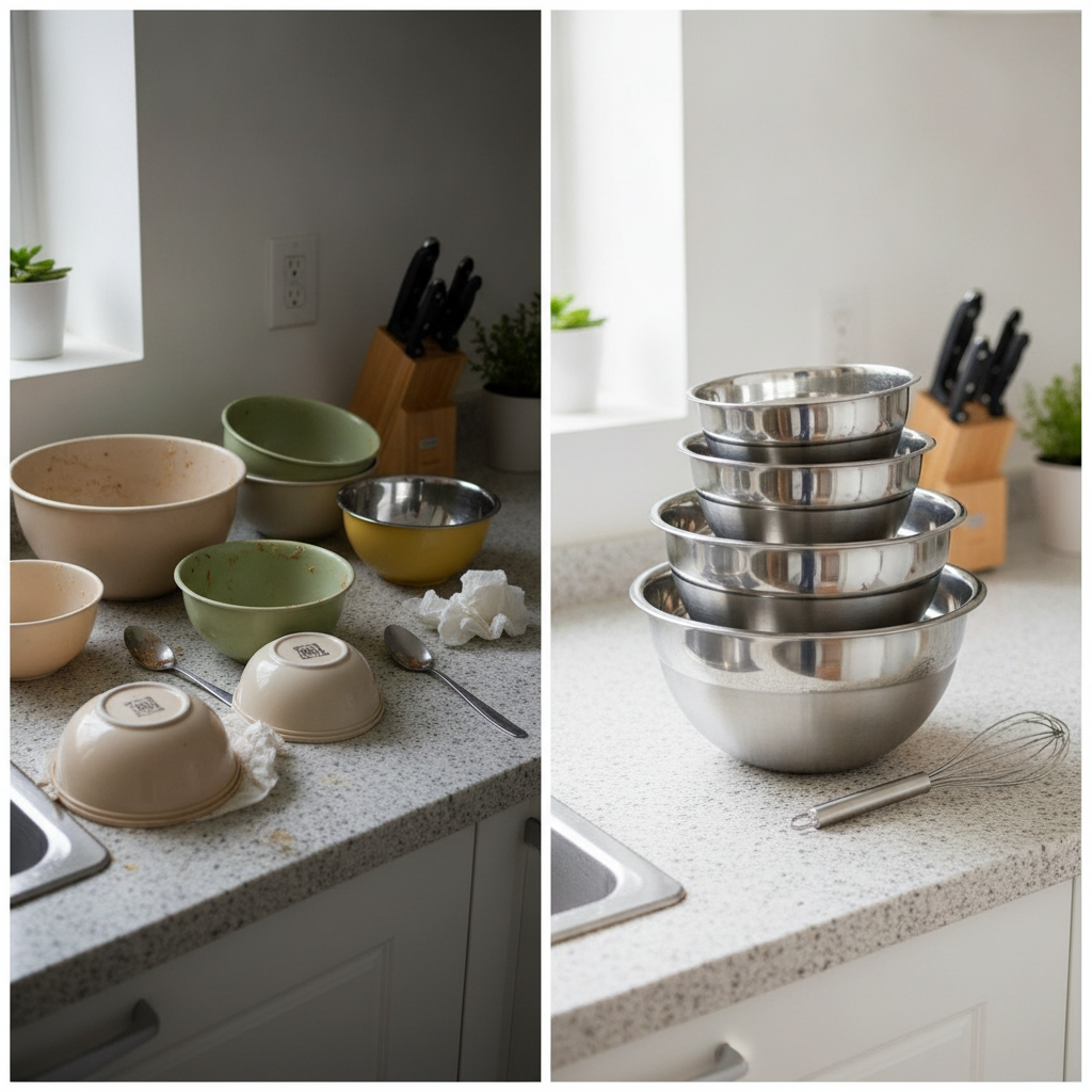Set 5 Bowl Acero Inoxidable Reposteria Cocina Mezcladores-7